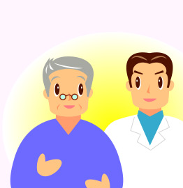 高齢の患者さんと医師のイラスト