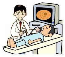 内視鏡で検査をする医師と患者さんのイラスト