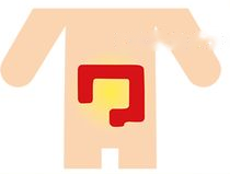 大腸の位置を示した上半身のイラスト